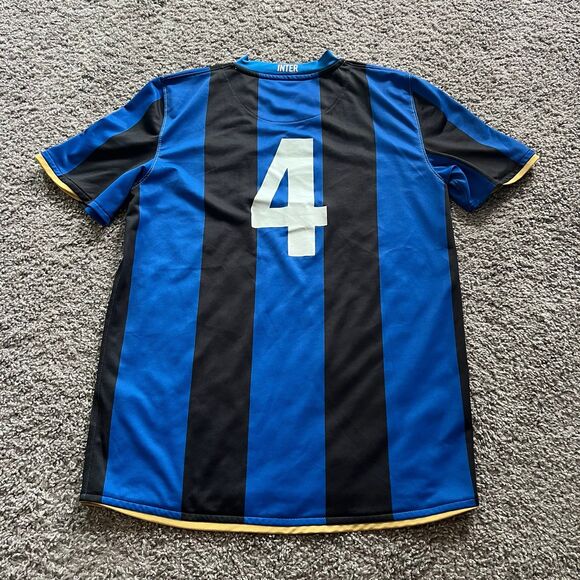 Nike 2008-09 Inter Milan Soccer Jersey Home Mens Size Small #4 Blue Black Soccer - Picture 3 of 9